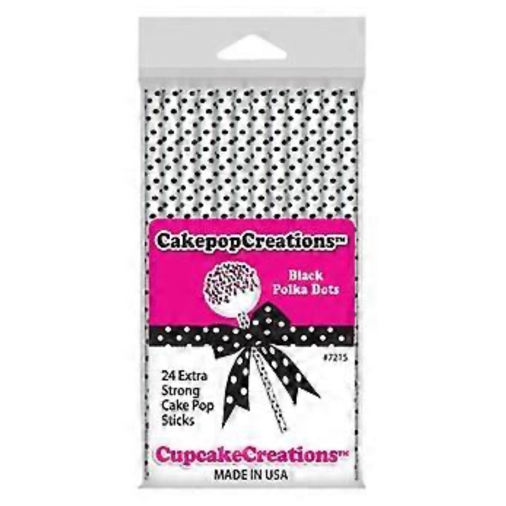 Cakepop Creations Black-Dotted Red Sticks 15cm 3 Packs of 24 High Quality
